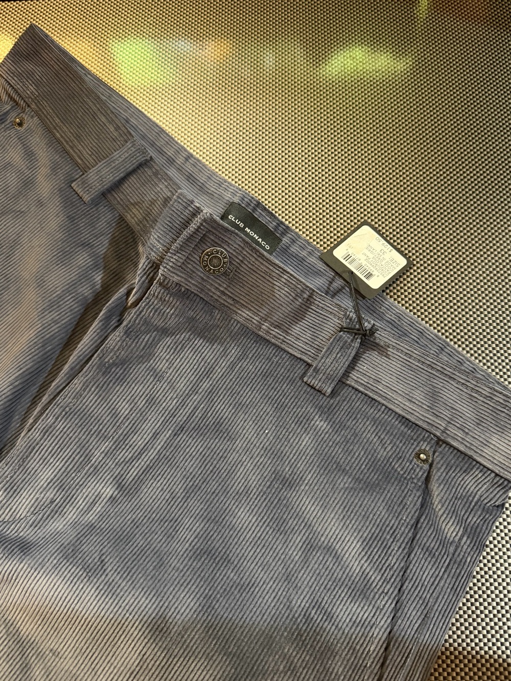 NWT Club Monaco Men's Slate Blue Corduroy Trousers size 33